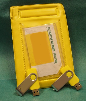 Yellow Pouch and USB Memory Sticks.